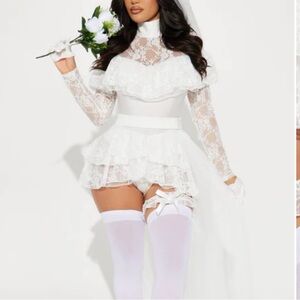 Bride To Be 6 Piece Costume Set - White
